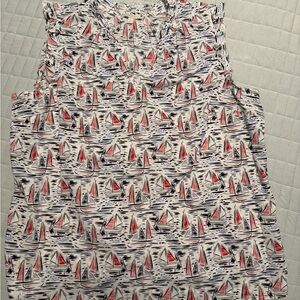 Talbots Nautical Sailboat Print Blouse